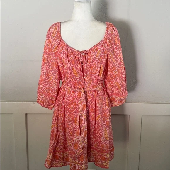 Cleobella Grace blossom mini pink and Orange Paisley Dress - Picture 4 of 7